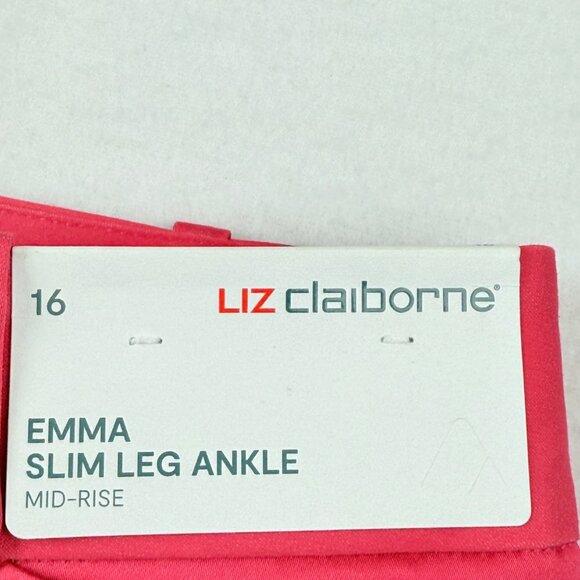 Liz Claiborne Women's Emma Slim Leg Teaberry Ankle Pants Mid-Rise Size 16 NWT - Picture 5 of 11